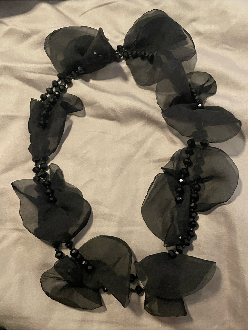 Black Floral Petal Bead Necklace
